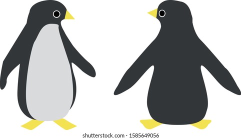 
Forward / backward penguin icon / illustration / material