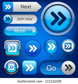 Forward blue design elements for website or app. Vector eps10.