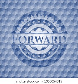 Forward blue hexagon emblem.