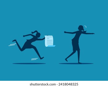 Forward business messages. Businesswoman passes documents to colleagues