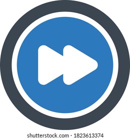 forward button with arrows vector glyph color icon 