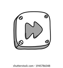 Forward button doodle vector icon. Drawing sketch illustration hand drawn line.