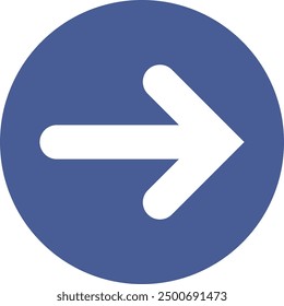 Botón delantero. Icono azul redondo con la flecha que apunta a la derecha. Icono de Vector para aplicaciones, interfaz de usuario y Diseño web