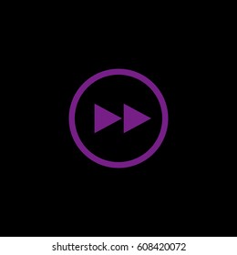 forward button vector icon. Fiolet icon on black background
