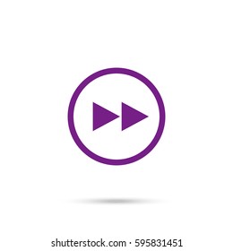 forward button vector icon. Violet icon and gray shadow 