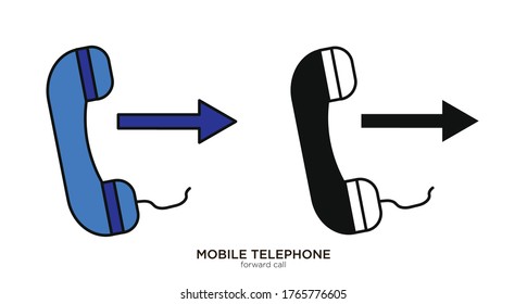 Dibujo vectorial de llamada hacia delante color lineal y diseño relleno