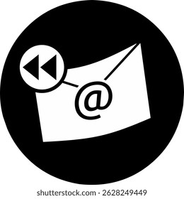 Forward email icon black circle. Reaching online audience with email marketing campaign, newsletter subscription, sending marketing message via email