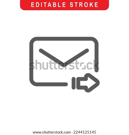 Forward Email Outline Icon. Mail, Envelope Line Art Logo. Vector Illustration. Isolated on White Background. Editable Stroke