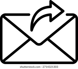 Icono de reenvío de contorno de correo electrónico, Vector de envío de mensaje