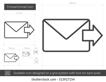 Forward email vector line icon isolated on white background. Forward email line icon for infographic, website or app. Scalable icon designed on a grid system.