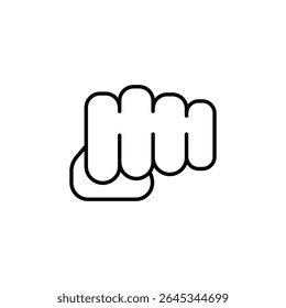 Forward Facing Fist In Simple Outline Style With Transparent Canvas