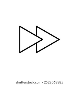 Un icono de avance rápido, que simboliza saltar hacia adelante o avanzar, a menudo utilizado en el control o progresión de los medios.