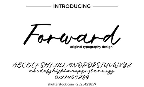 Forward Font Stylish brush painted an uppercase vector letters, alphabet, typeface