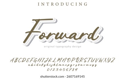Forward Font Stylish brush painted an uppercase vector letters, alphabet, typeface