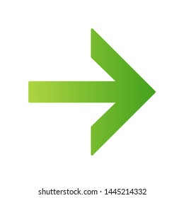 Forward green arrow flat design long shadow color icon. Next. Right arrow. Navigation pointer sign. Direction move. Computer keyboard button. Motion indexer, indicator. Vector silhouette illustration