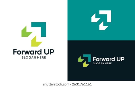 Diseño de logotipo de crecimiento hacia adelante. Diseño de Vector de concepto de crecimiento moderno con icono gráfico de símbolo de flecha abstracta