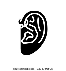 forward helix piercing earring glyph icon vector. forward helix piercing earring sign. isolated symbol illustration