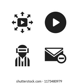 forward icon. 4 forward vector icons set. player, delete email and play button icons for web and design about forward theme