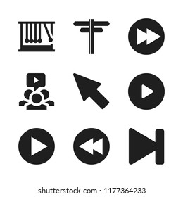 forward icon. 9 forward vector icons set. play button, rewind and directions arrows icons for web and design about forward theme