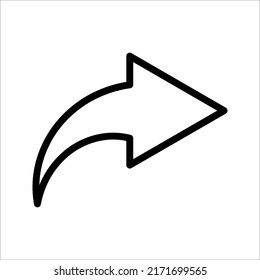 Icono de reenvío. Icono de flecha simple. icono de los medios sociales. Ilustración del vector sobre fondo blanco