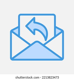 Forward icon in blue style about email, use for website mobile app presentation