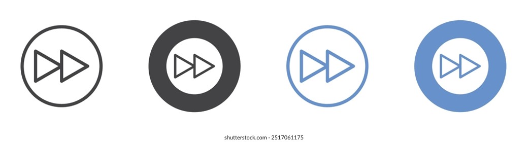Forward icon flat line symbol set.