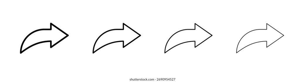 Ícone Avançar Linha fina plana vetor ilustração arte contorno conjunto