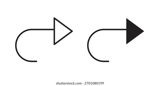 Símbolo de concepto de contorno de icono hacia adelante con trazo editable en blanco
