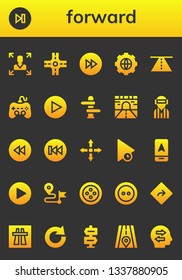 forward icon set. 26 filled forward icons.  Simple modern icons about  - Decision making, Next, Crossroad, Forwards, Options, Road, Play, Direction, Player, Backward, Previous