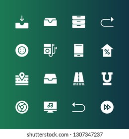 forward icon set. Collection of 16 filled forward icons included Fast forward, Undo, Music player, Chrome, Underline, Road, Inbox, Arrow, Audio player, Button, Redo, Inboxes
