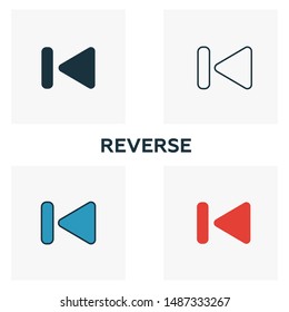 Forward icon set. Four elements in diferent styles from audio buttons icons collection. Creative forward icons filled, outline, colored and flat symbols.