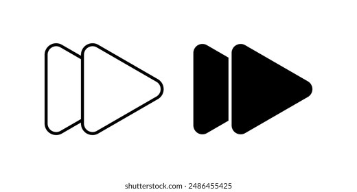Vorwärts-Symbolsatz. Nächstes Button. Vorwärtszeichen. für mobiles Konzept und Webdesign. Vektorillustration auf weißem Hintergrund
