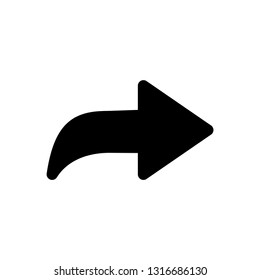 Forward icon,  share or redo. Arrow black vector icon.