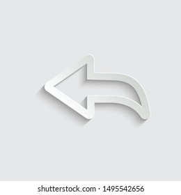   Forward icon,  share or redo. Arrow black vector icon. line style paper icon  with shadow 