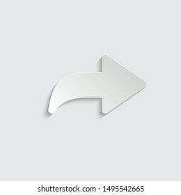 Forward icon,  share or redo. Arrow  paper icon  with shadow 