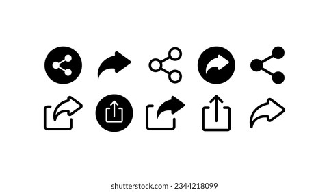 Forward icon. Silhouette, black, forward post, forward message, share icon, media icons. Vector illustration