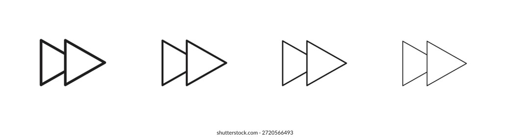Forward icons designed in outline, line and stroke style