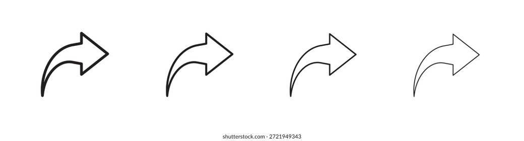 Los iconos hacia adelante delinean el diseño de Vector negro. Línea con trazo editable.