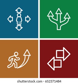Forward icons set. set of 4 forward outline icons such as man move, man going up
