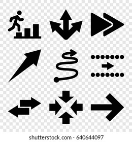 Forward icons set. set of 9 forward filled icons such as curved arrow, arrow, man going up