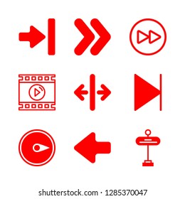 forward icons set with compass black symbol pointing to right, right and left arrows with vertical line separation and fast forward vector set
