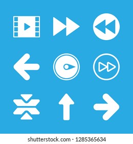 forward icons set with fast forward, rewind and two arrows and a cross vector set