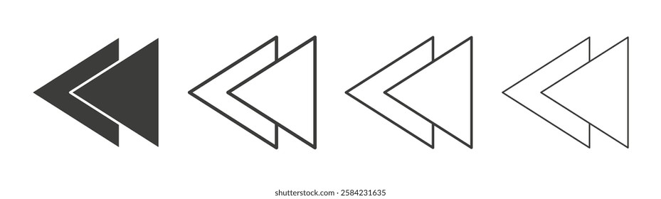 Forward icons set. Liner outlined and flat black color