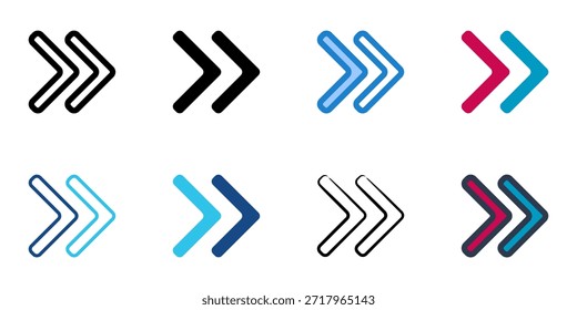 Forward icons set multiple style collection. Editable stroke 
