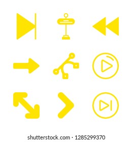 forward icons set with straight right arrow, design button of curved and straight lines and street vector set