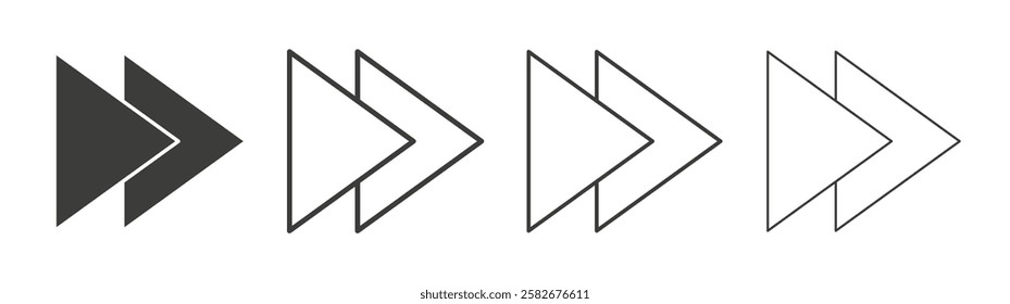 Forward icons set vectors graphic designs