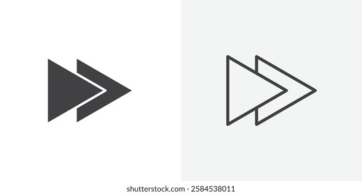 Forward icons vectors illustrations in black fill and liner versions