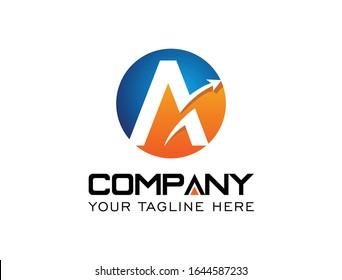 A Forward logo for business that moving upward logo in blue and orange color combo