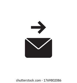 forward mail icon glyph vector illustration black style. isolated on white background