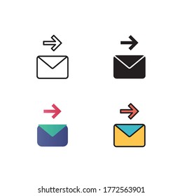 forward mail icon vector illustration with different style color. isolated on white background